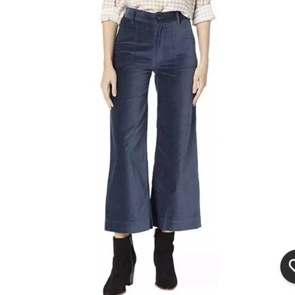 FRYE Womens 27 Camber Wide Leg Crop Velvet Pant in Midnight Blue